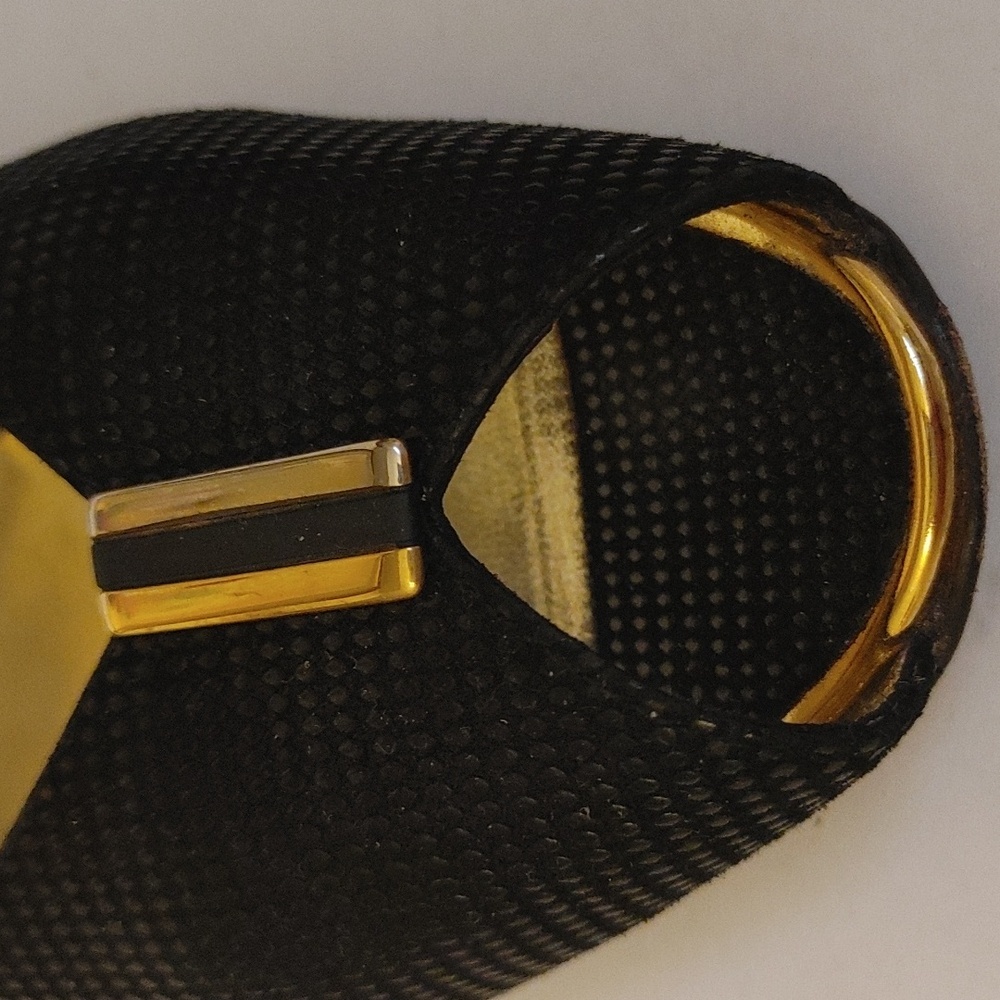 MAB STUDIO Black Leather Slingbacks w Gold Accents Block Heal Size 10